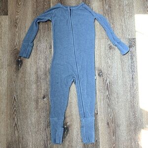 Little Sleepies Ribbed Heather Blue Zippy 12-18m